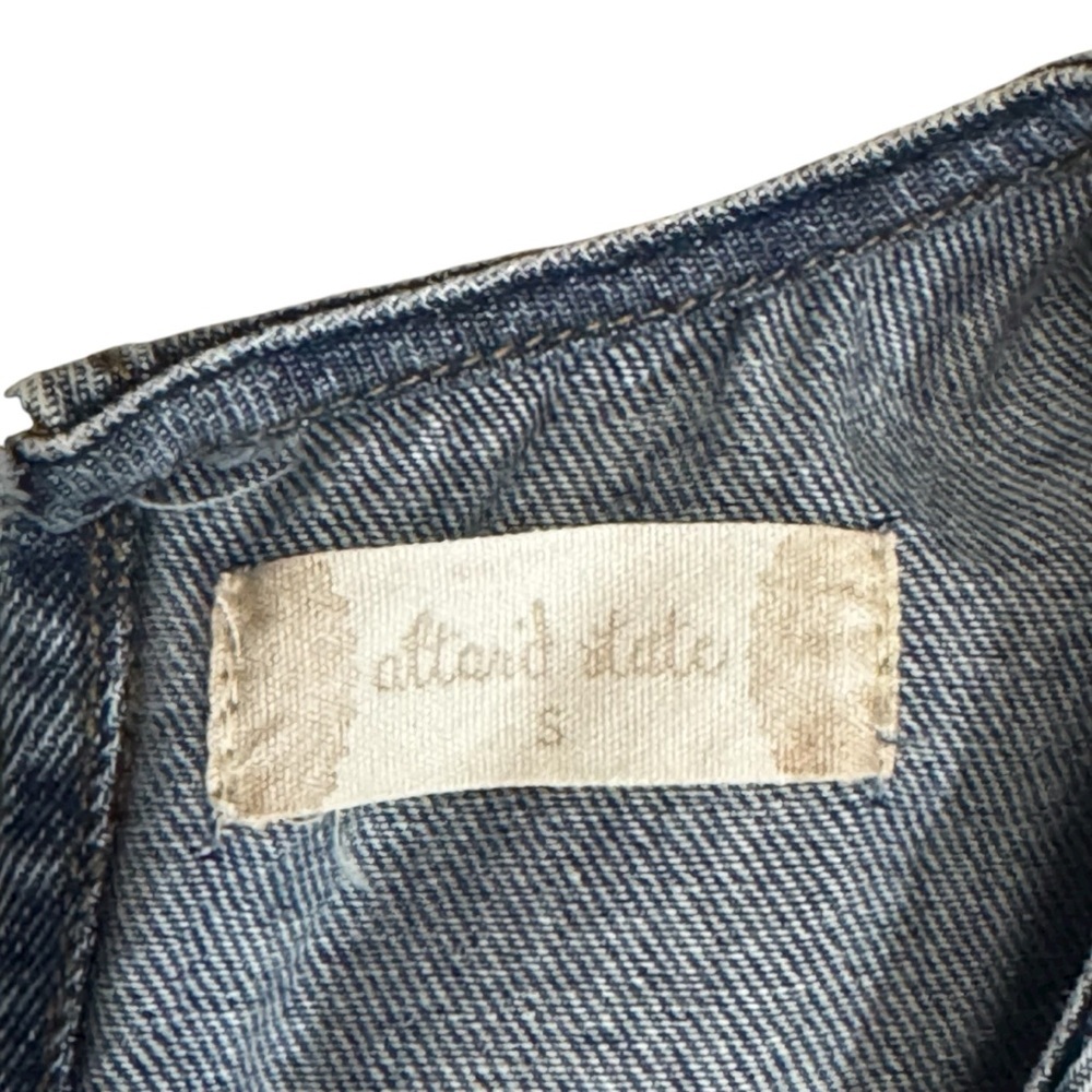 Altar'd State Blue Ruffle Sleeve Keyhole Medium Dark Wash Jean Denim Dress Small - Picture 7 of 10